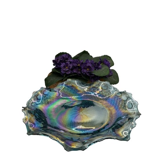 Vintage Carnival Glass Iridescent Centerpiece Bowl - Picture 3 of 6
